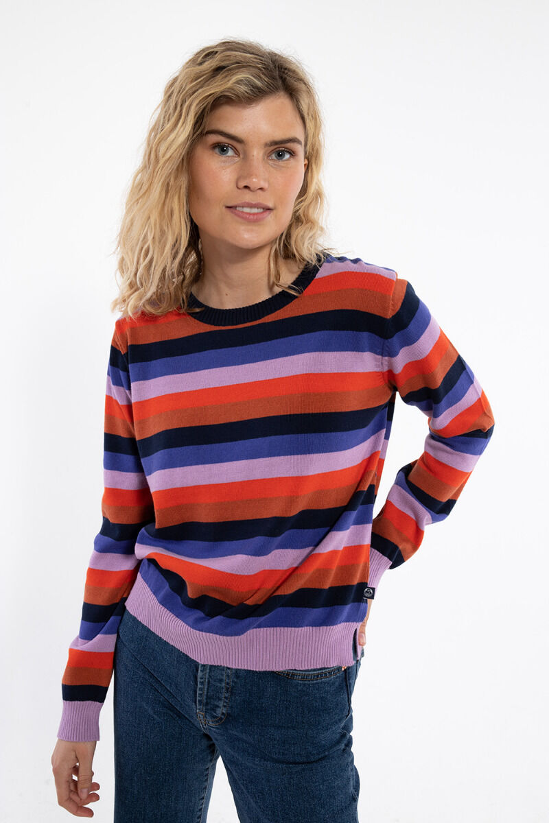 Danepearly Pearl Knit Sweater Dk Navy/Cold Purple/Bright Red