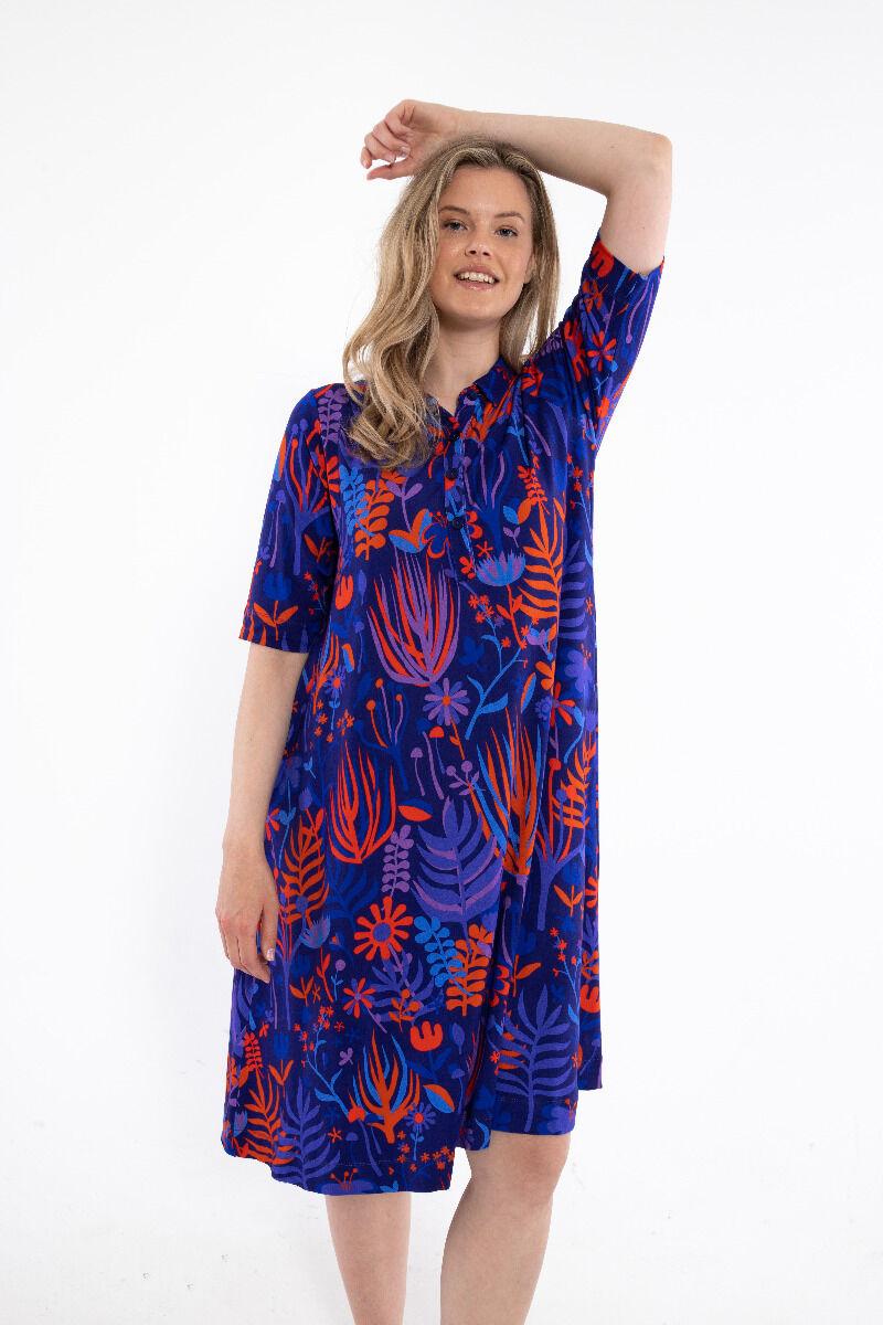 Dananemone Viscose Dress  Deep Marine WALKABOUT