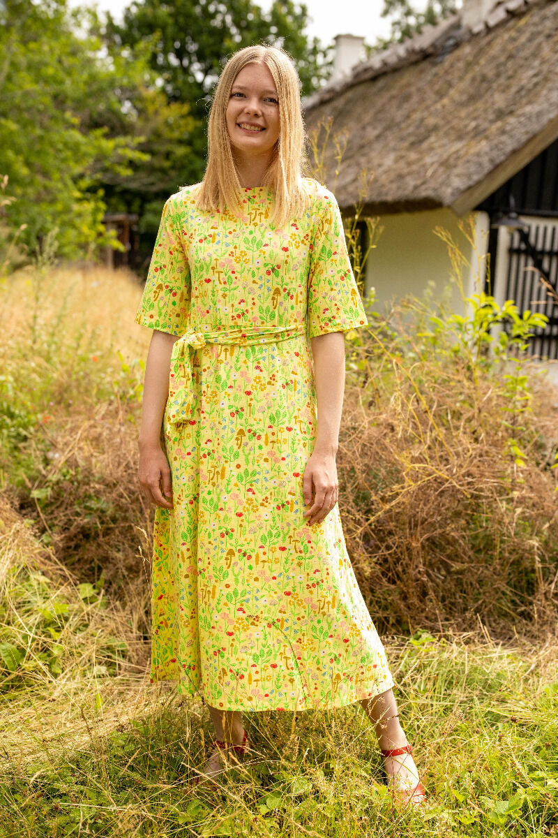 ORGANIC - Daneflora Slub Jersey Dress Pale Yellow BOTANICAL