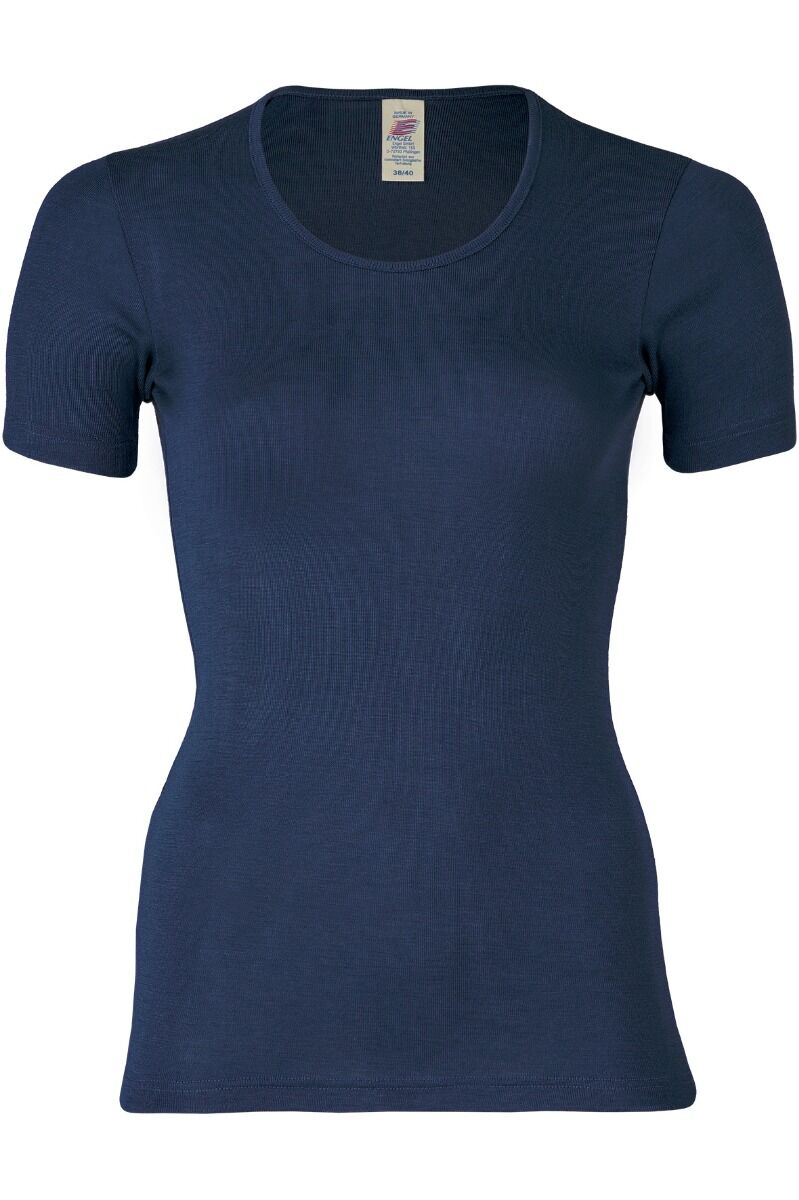 Engel Wool Natur Ladies Shirt SS Navy Blue