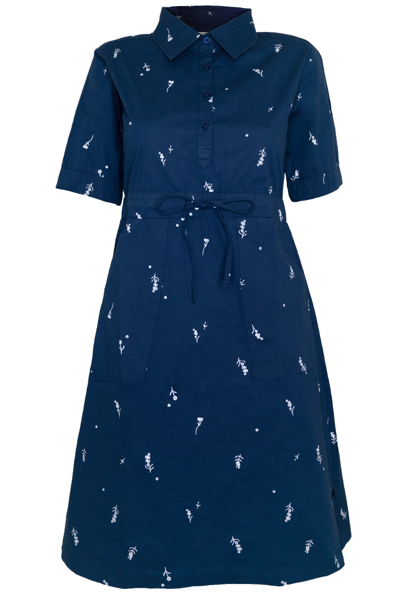 Danesusanne Poplin Dress Dusty Navy MARKBLOMST