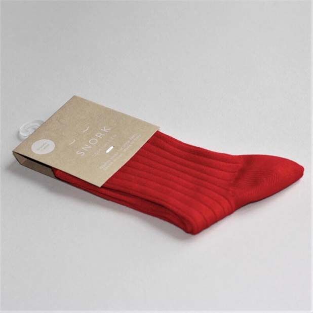 SNORK Organic Rib Socks Red