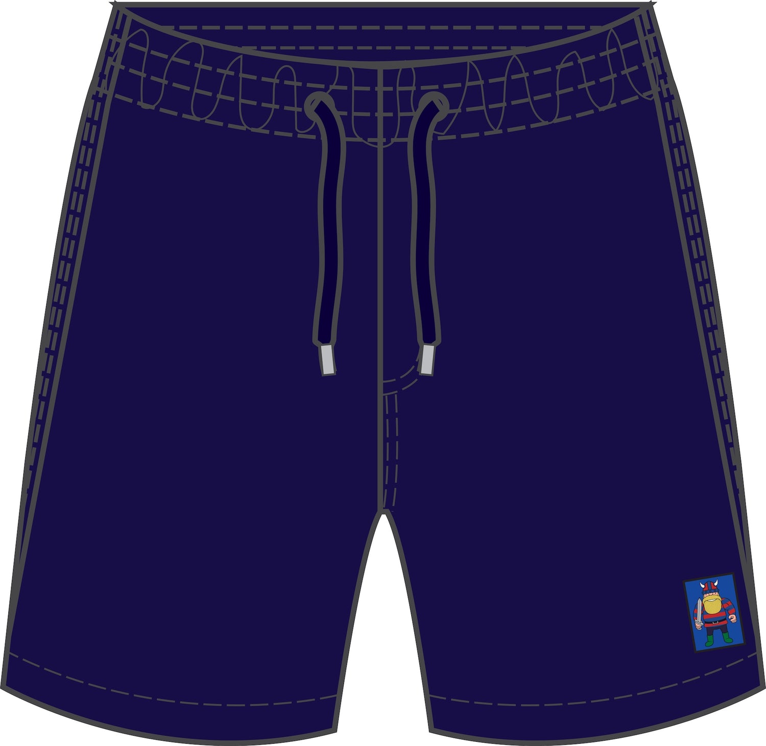 Søde navyblå badebukser til børn med lille logo af viking