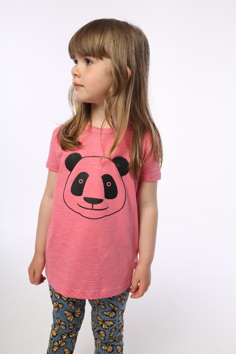 Sød lyserød t-shirt til børn med print af panda
